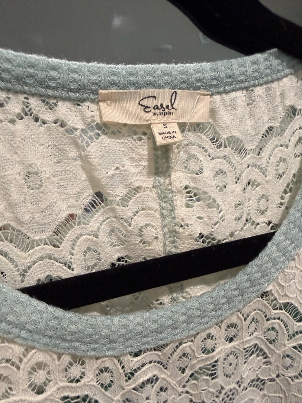 easel Light Blue and White Lace Top - Picture 2 of 4